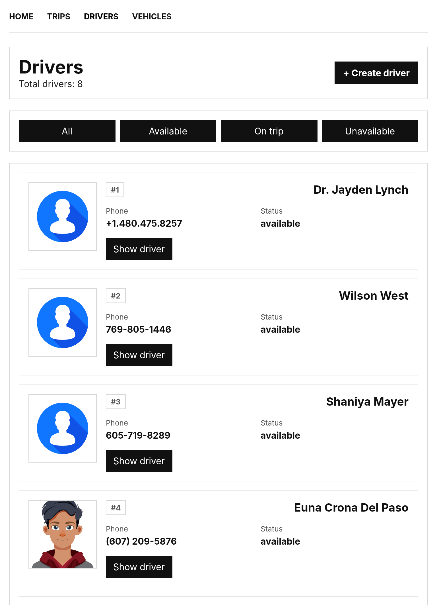 FleetFlow drivers page