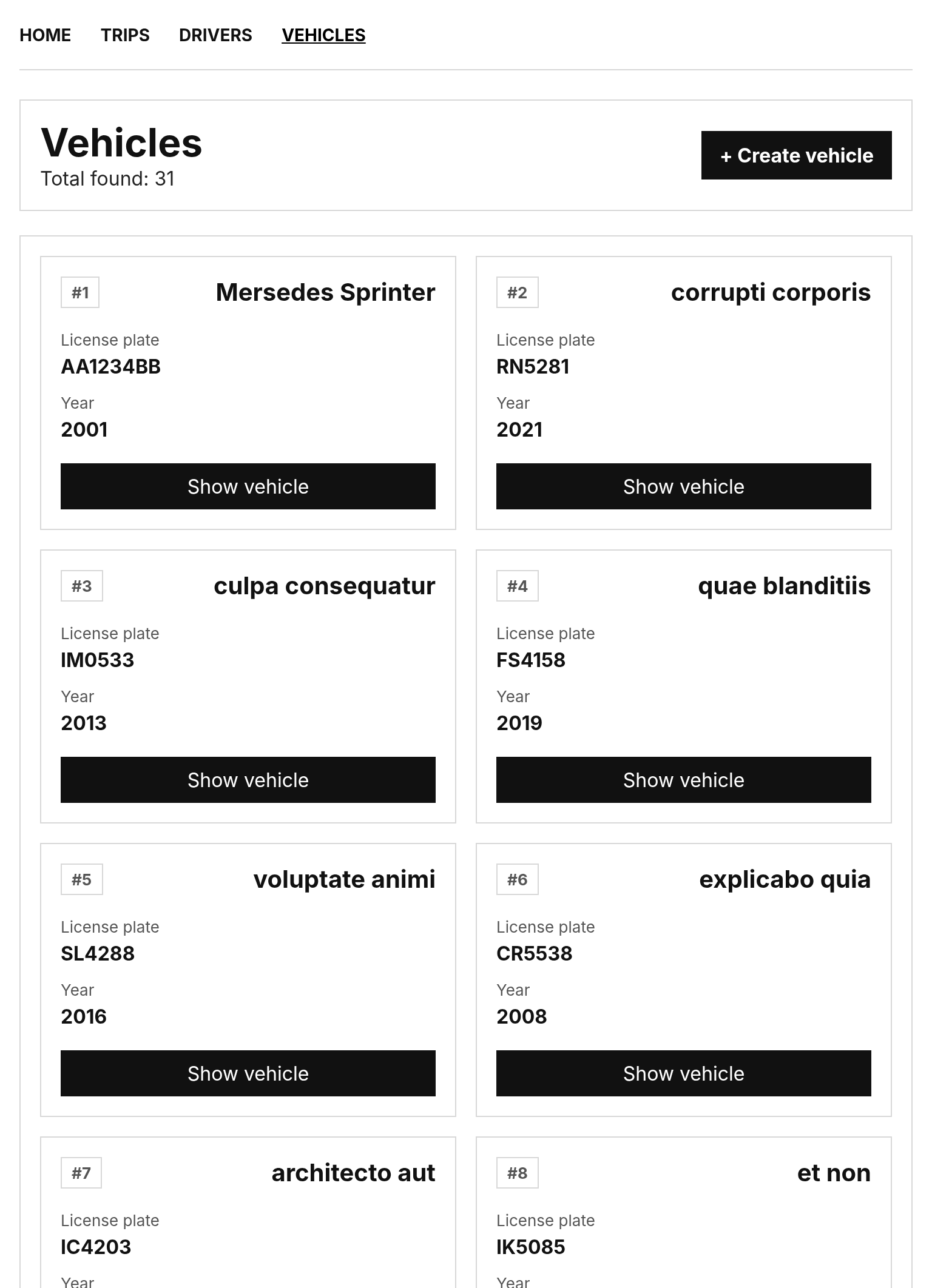 FleetFlow vehicles page