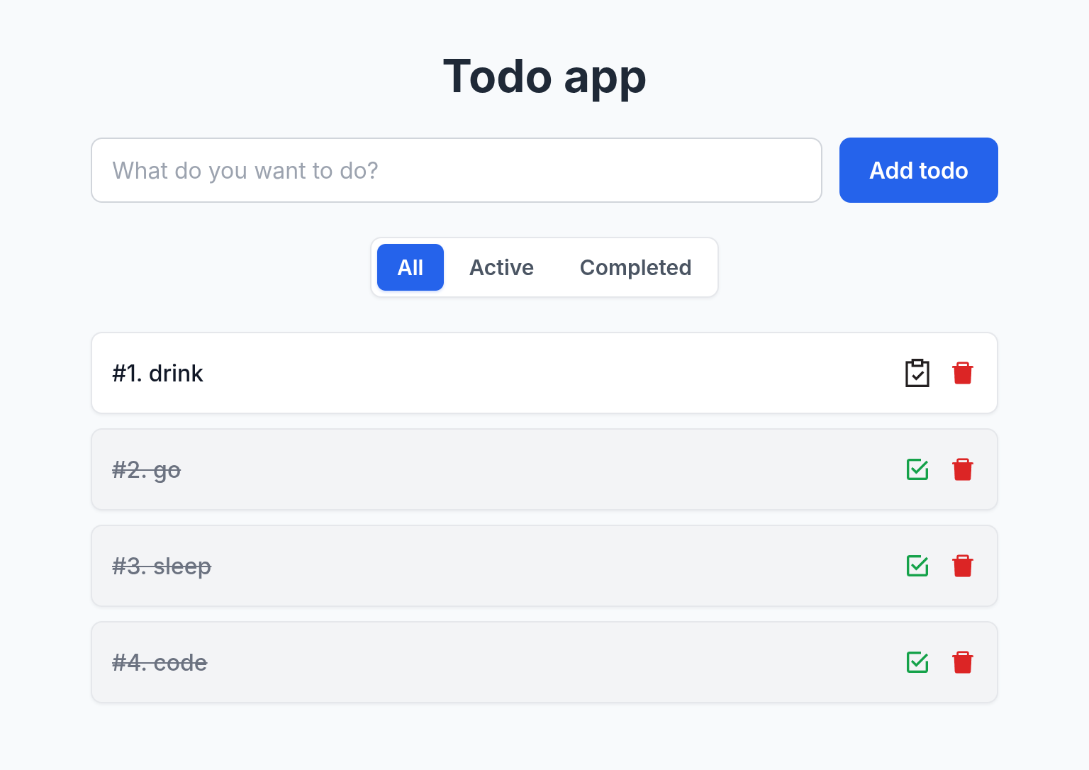 Todo app screenshot
